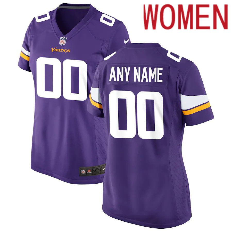 Women Minnesota Vikings Nike Purple Custom Game NFL Jersey->customized nfl jersey->Custom Jersey